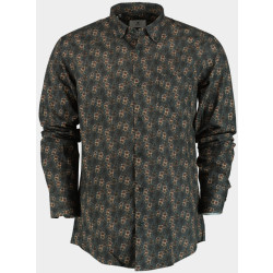 Bos Bright Blue Casual hemd lange mouw grey with flowers 26413/v01