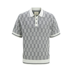 Jack & Jones Jprblucody structure knit polo ss ecru dessin