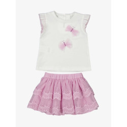 Mayoral Embroidered tulle skirt set