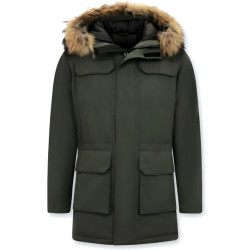 Enos Winterjas parka met grote echte bontkraag