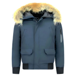 Enos Korte winterjas met bontkraag