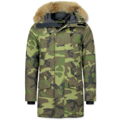 Y Chrom Lange parka jas met bontkraag
