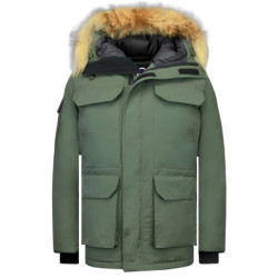 Beluomo Lange parka jas met bontkraag