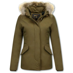 Beluomo Korte winterjassen met bontkraag jas donker