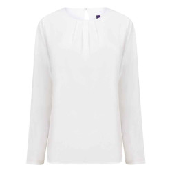 Henbury Blouse met lange mouwen en geplooide voorkant voor dames
