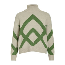 Vila Vicille rollneck ls jacquard knit zand dessin