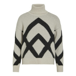 Vila Vicille rollneck ls jacquard knit zand dessin