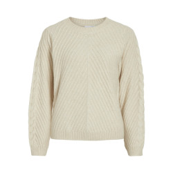 Vila Vierin ls o-neck cable knit top ecru