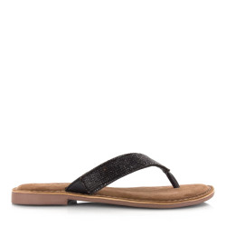 Lazamani leren slippers met strass-ste teenslippers dames