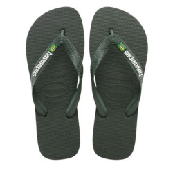 Havaianas brasil logo | green/olive teenslippers unisex