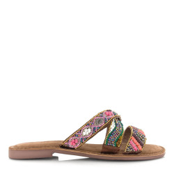 Lazamani versierde slippers met suède leren slippers dames