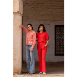 Geisha 54010-10 220 jacket knit coral/offwhite