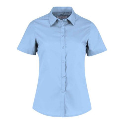 Kustom Kit Dames poplin getailleerd overhemd met korte mouwen