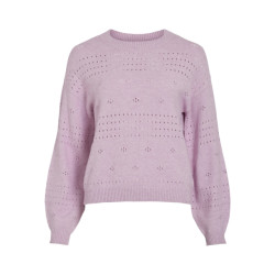 Vila Viril ls o-neck pointelle knit top lila