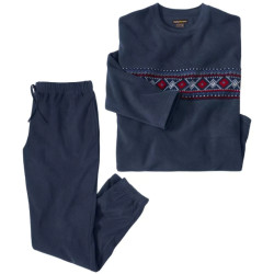 Atlas For Men Heren microfleece lange pyjama set met patroon