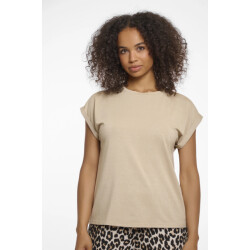 Rino & Pelle Mieke.7002522 rino en pelle cap sleeve top with rounded neckline desert
