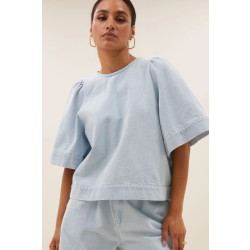 By-Bar Amsterdam 25112003 olivia bleached denim blouse