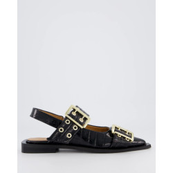 Ganni Dames chunky buckle ballerina auberg