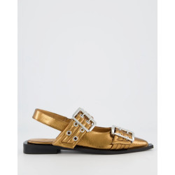 Ganni Dames chunky buckle ballerina zwart