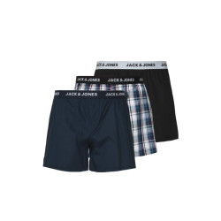 Jack & Jones Heren plus size wijde boxershorts geweven jacsaigon 3-pack donkerblauw/zwart