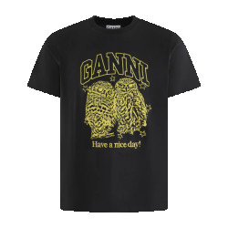 Ganni Dames owls relaxed t-shirt