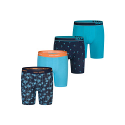 Happy Shorts Heren boxershorts met lange pijpen boxer briefs 4-pack palms blauw