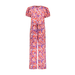 B.Nosy Zomer jumpsuit meisjes /paars aop riem pallas