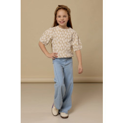 Looxs Revolution Jaquard top offwhite flowerfield voor meisjes in de kleur