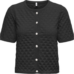 Only Onlsofia ss o-neck cardigan knt black/pearl button