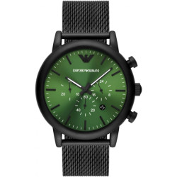 Emporio Armani Metaal horloge met groene wijzerplaat