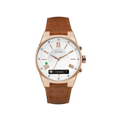 Guess Leren horloge met roze gouden behuizing