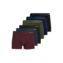 Jack & Jones Heren boxershorts trunks effen jacbasic bamboe 6-pack rood/zwart/blauw/groen