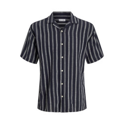 Jack & Jones Jjeenzo stripe resort shirt ss sn navy