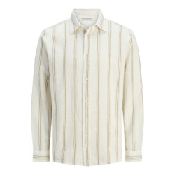 Jack & Jones Jprccregent dobby ls shirt ecru dessin