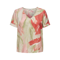 Jacqueline de Yong camille s/s v-neck top wvn 15347361 sandshell rose of sharon