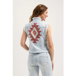 Florèz Cr0145 447 ginny gilet aztec bleached denim