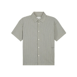 Olaf Hussein Boxy seersucker stripe shirt ss korte mouw overhemden m200303