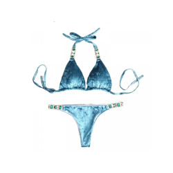 The Dezzy Factory Glamed velvet bikini | blauw