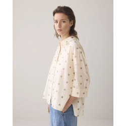 Summum 2s3054-11624 122 3/4 sleeve blouse scattered emboideryy ivory