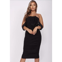 The Dezzy Factory Silky off shoulder dress | zwart