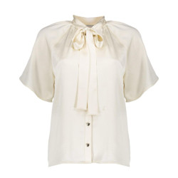Geisha Blouse satin with bow ecru
