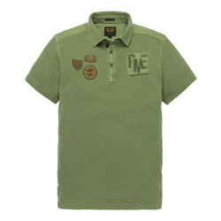 No Excess Polo pique garment dyed with linen -