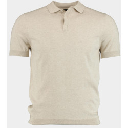 Bos Bright Blue Scotland blue polo korte mouw kobe knitted polo melange spe25108ko15sb/190 pebble