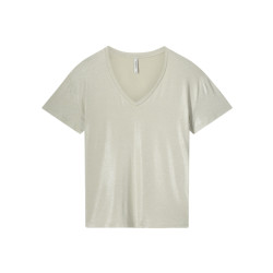 Summum V-neck top metallic coated jersey 3s4887-30545