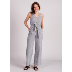 FRNCH Maddie jumpsuit gestreept strikceintuur