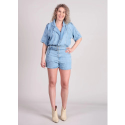 Homage to Denim Homage flowy playsuit details light soft blue