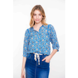 Geisha 53224-20 blouse blue / off white