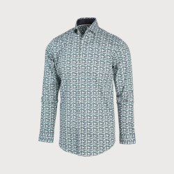 Blue Industry Blauw groen stippenprint overhemd |