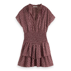 Scotch & Soda 178560 601 mini dress with smock red