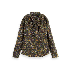Scotch & Soda 169362 5382 scotch and soda drapey seasonal shirt with ties at neck space floral cinnamon spice
